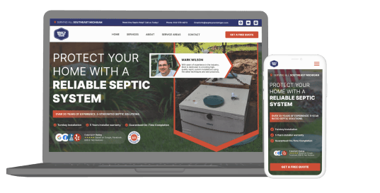 responsive website design for a septic tank service company