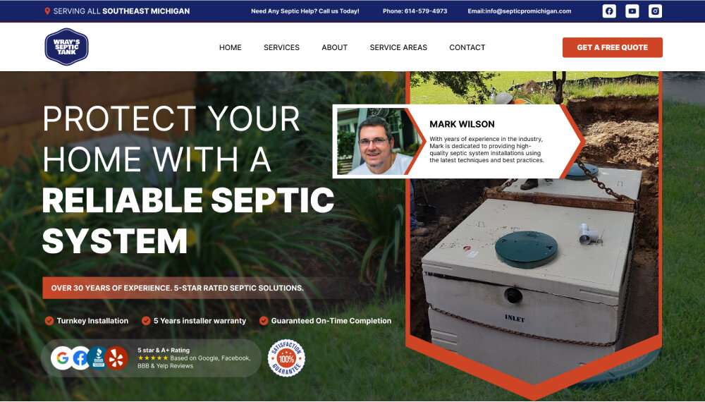 Septic system Services Website Design