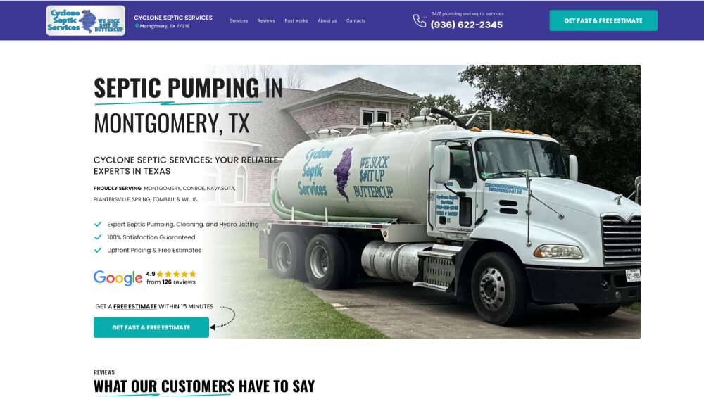 Professional Septic Tank Services Website Example