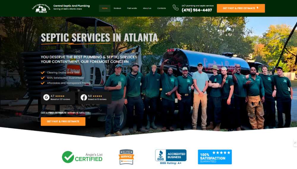 Septic Tank Services Website Design
